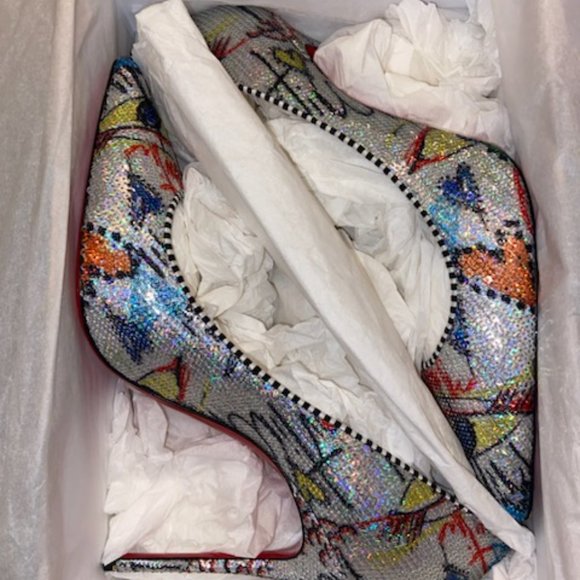 CHRISTIAN LOUBOUTIN Paillette Loubitag Decollete 554 100 Paillette Silver - Picture 2 of 7
